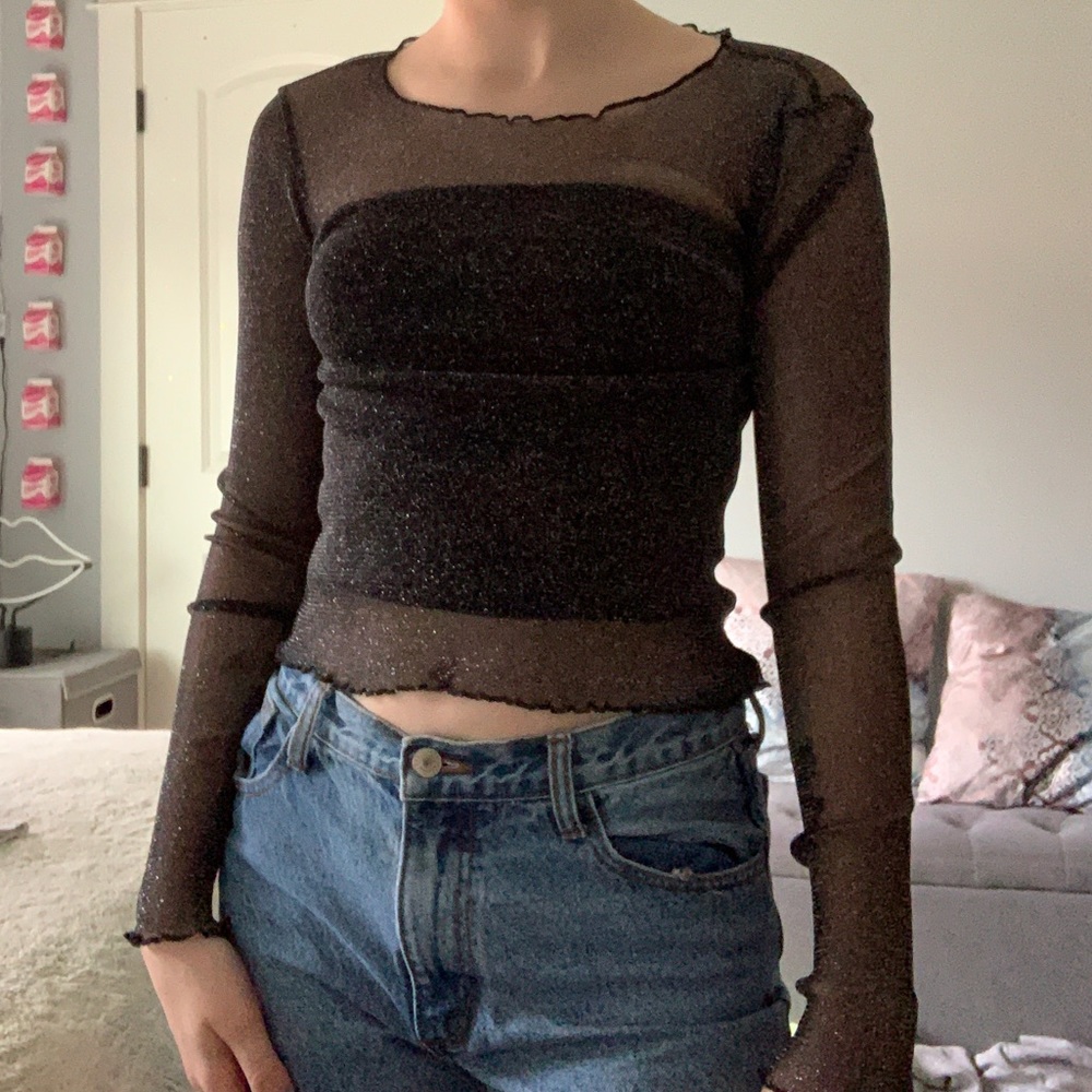 Rue21 Mesh Lettuce Edge Sheer Top